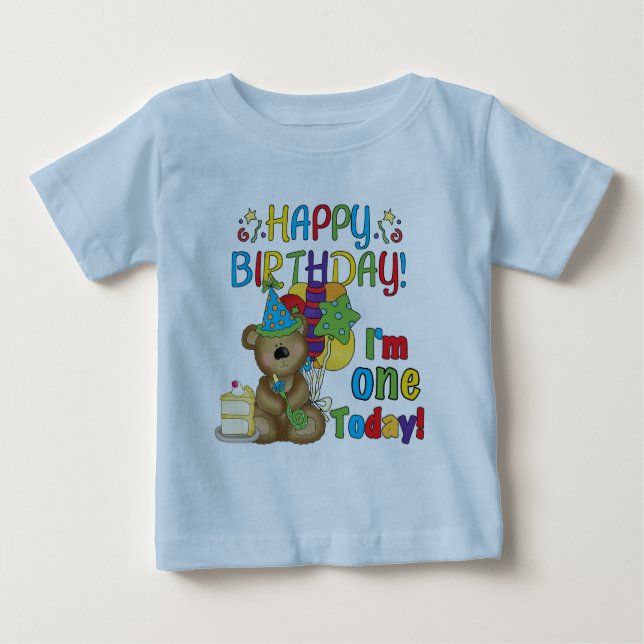 Happy Birthday Teddy Bär 1. T - Shirt und Geschenk (Vorderseite)