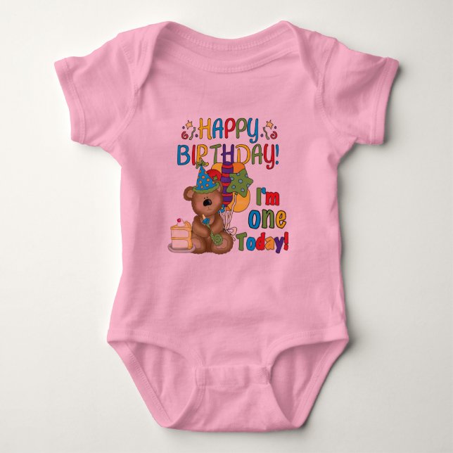 Happy Birthday Teddy Bär 1. T - Shirt und Geschenk (Vorderseite)