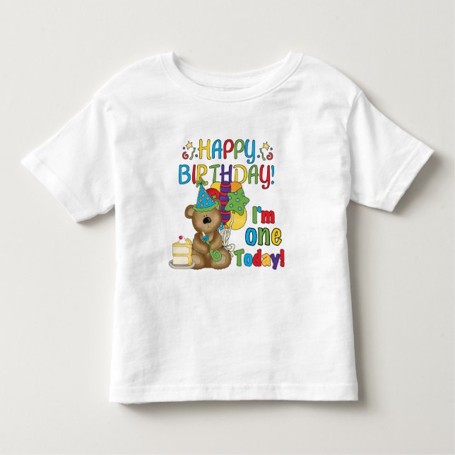 Happy Birthday Teddy Bär 1. T - Shirt und Geschenk (Vorderseite)