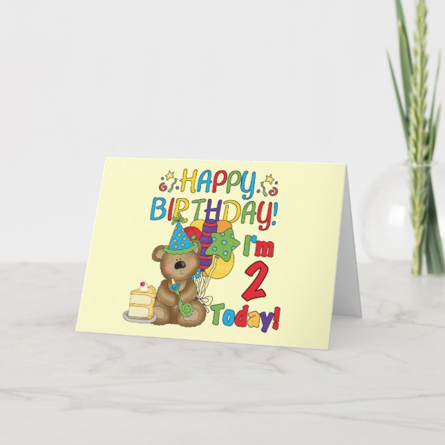 Happy Birthday Teddy Bär 2. Tshirts und Geschenke Karte (Vorderseite)