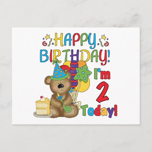 Happy Birthday Teddy Bär 2. Tshirts und Geschenke Postkarte (Vorderseite)