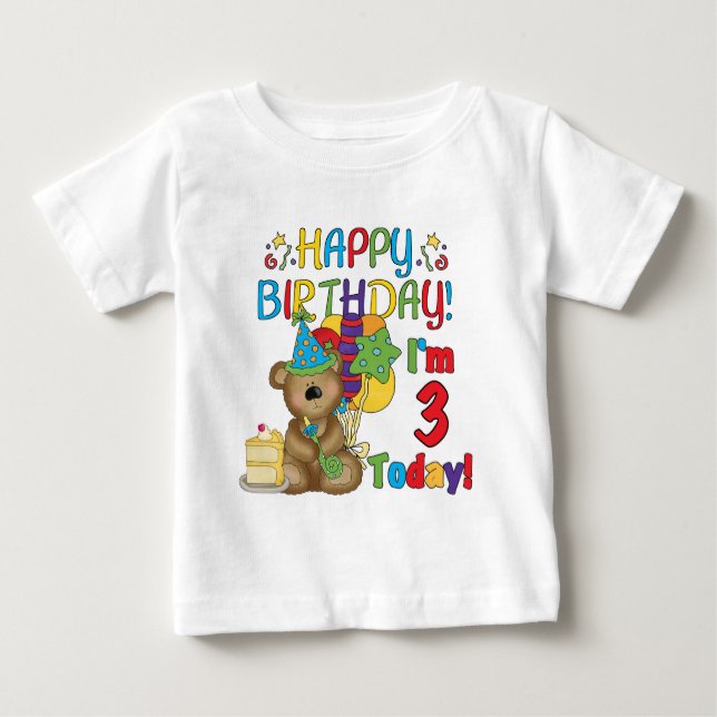 Happy Birthday Teddy Bär 3. Tshirts und Geschenke (Vorderseite)