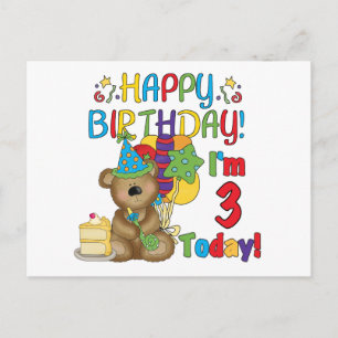 Happy Birthday Teddy Bär 3. Tshirts und Geschenke Postkarte