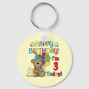 Happy Birthday Teddy Bär 3. Tshirts und Geschenke Schlüsselanhänger