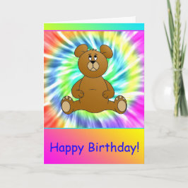 Happy Birthday Teddy Bear Gefärbte Krawatte Card Feiertagskarte