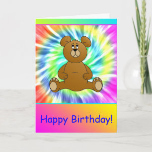 Happy Birthday Teddy Bear Gefärbte Krawatte Card Feiertagskarte