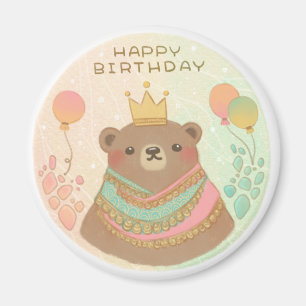 Happy Birthday Teddy Bear Illustration Magnet