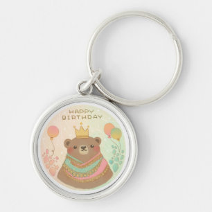 Happy Birthday Teddy Bear Illustration Schlüsselanhänger