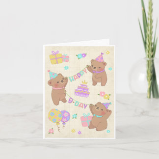 Happy Birthday Teddy Bears Illustration Einladung