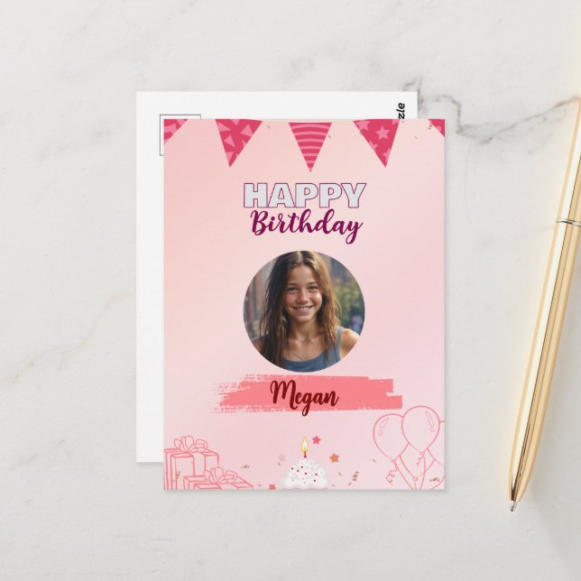 Happy Birthday Teenager Sweet Girl Postkarte (Vorderseite/Rückseite Beispiel)