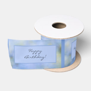 Happy Birthday Template Abstrakt Blue Yellow Satinband