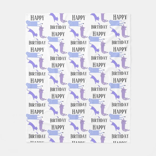 Happy Birthday Template Funny Cats Fleecedecke (Vorderseite)