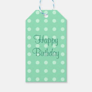 Happy Birthday Template Rustic Dots Mint Green Gif Geschenkanhänger