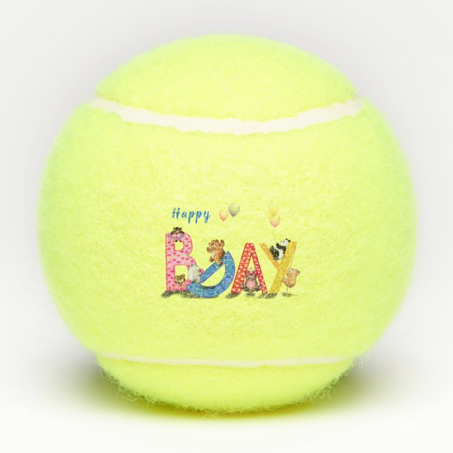 Happy Birthday Tennis Balls Baby Bears Party Tennisbälle (Rückseite)