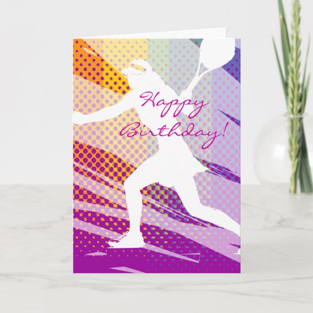 Happy Birthday Tennis Card für Frauen und Mädchen Karte (Vorderseite)