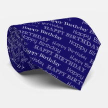 Happy Birthday Text Covered Navy Blue und White