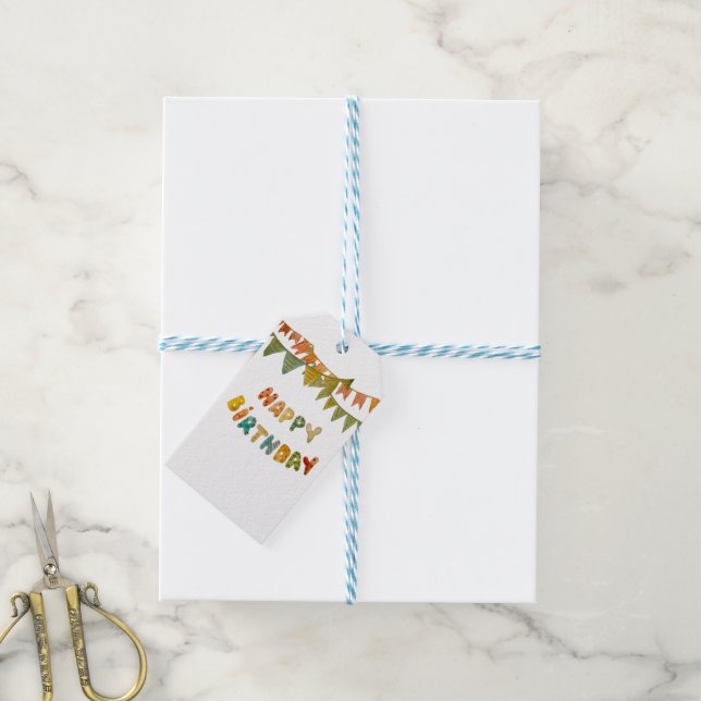 Happy Birthday Text Flags niedlich farbenfroh Geschenkanhänger (Mit Garn)