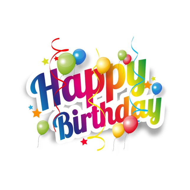 Happy Birthday Text Runder Aufkleber (Colorful Happy Birthday Greeting Designer Letters, Multicolored Balloons, looks great on mail!)
