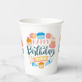 Happy Birthday Themed Paper Cups Pappbecher