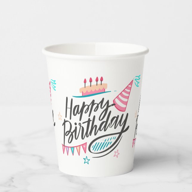 Happy Birthday Themed Paper Cups Pappbecher (Links)