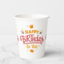 Happy Birthday Themed Paper Cups Pappbecher