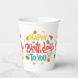 Happy Birthday Themed Paper Cups Pappbecher