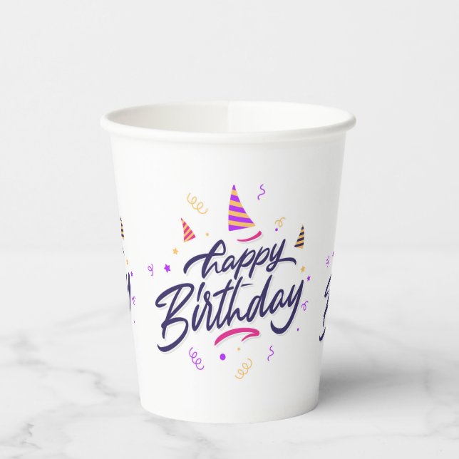 Happy Birthday Themed Paper Cups Pappbecher (Links)