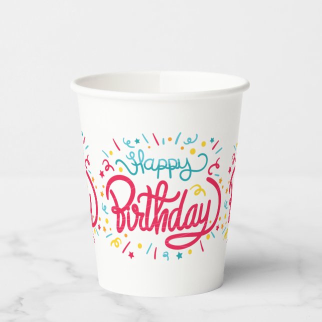 Happy Birthday Themed Paper Cups Pappbecher (Links)
