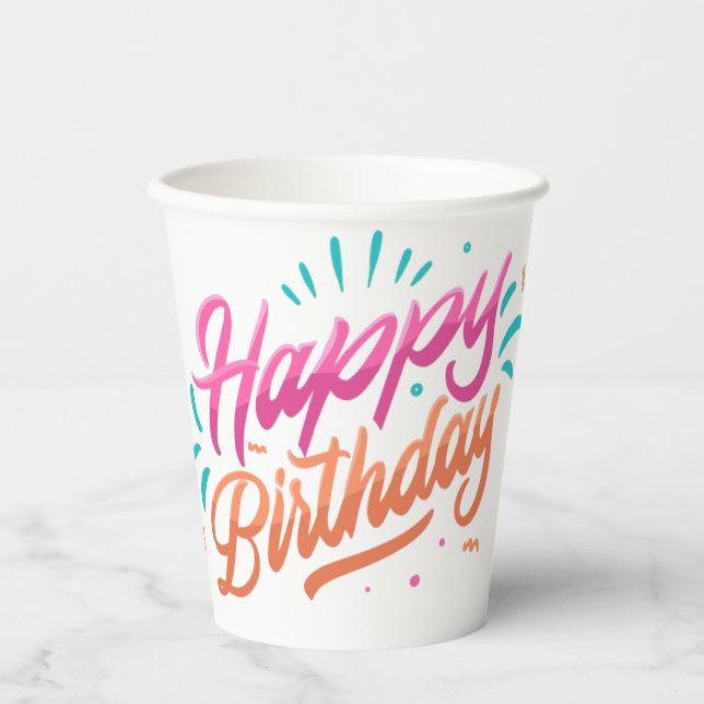 Happy Birthday Themed Paper Cups Pappbecher (Vorderseite)