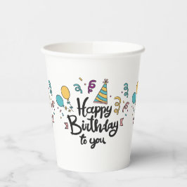 Happy Birthday Themed Paper Cups Pappbecher