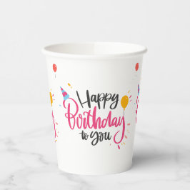Happy Birthday Themed Paper Cups Pappbecher