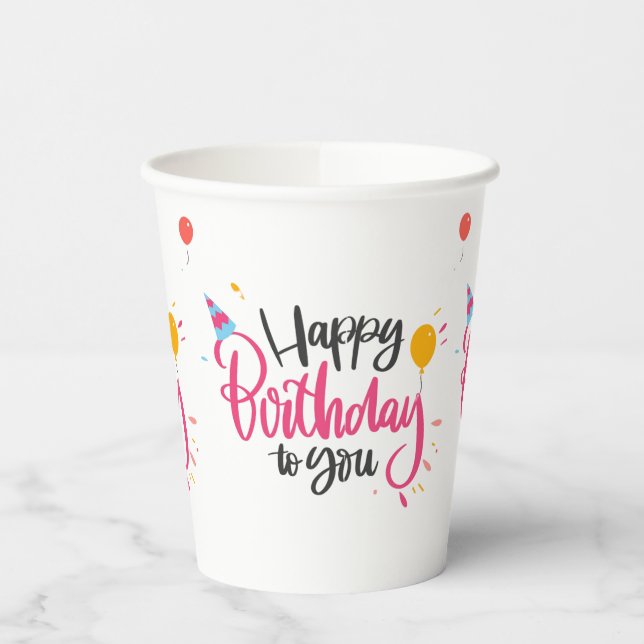 Happy Birthday Themed Paper Cups Pappbecher (Links)