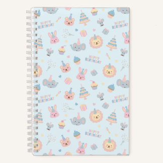 Happy Birthday Tiere Blau Notizbuch