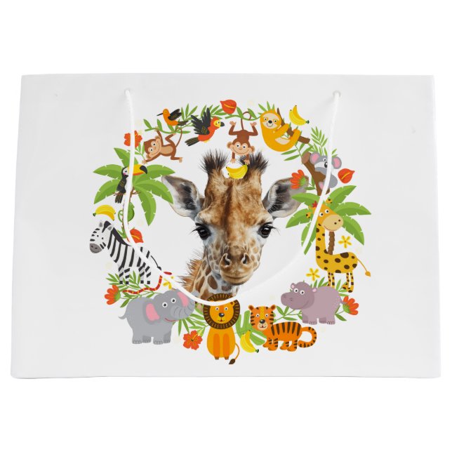Happy Birthday Tiere Große Geschenktasche Geschenktüte (Vorderseite)
