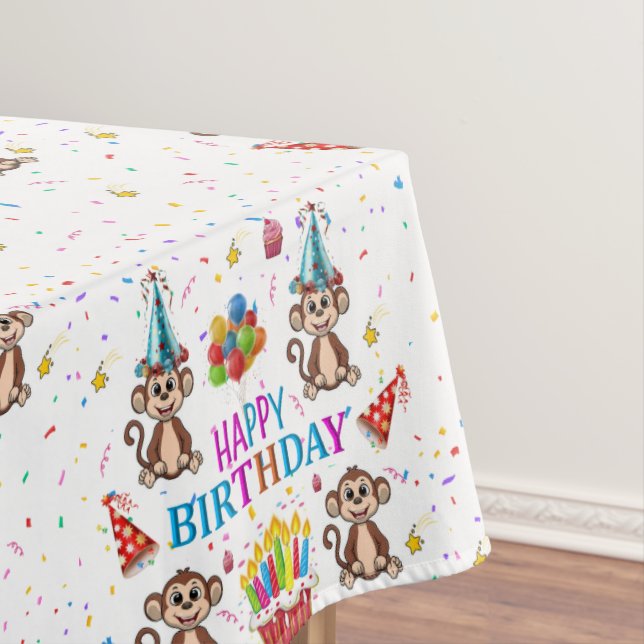 Happy Birthday Tischdecke Monkey Konfetti Cupcake  (Beispiel)