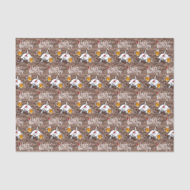 Happy Birthday Tissue Bier Seidenpapier (Vorderseite)