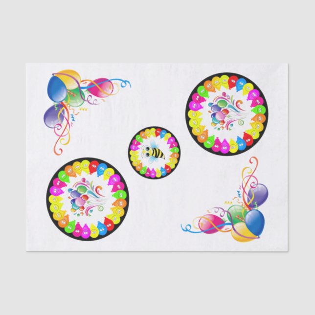 Happy Birthday Tissue Bumblebee Seidenpapier (Vorderseite)