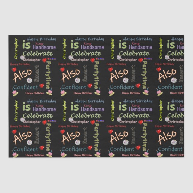 Happy Birthday Tissue Christopher Seidenpapier (Vorderseite)