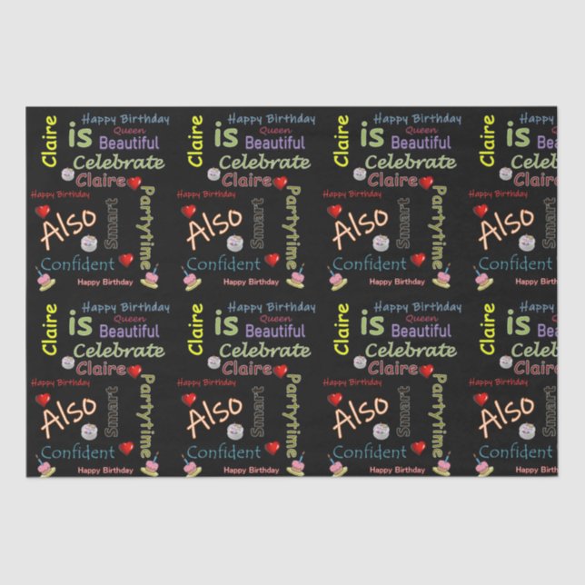 Happy Birthday Tissue Claire Seidenpapier (Vorderseite)