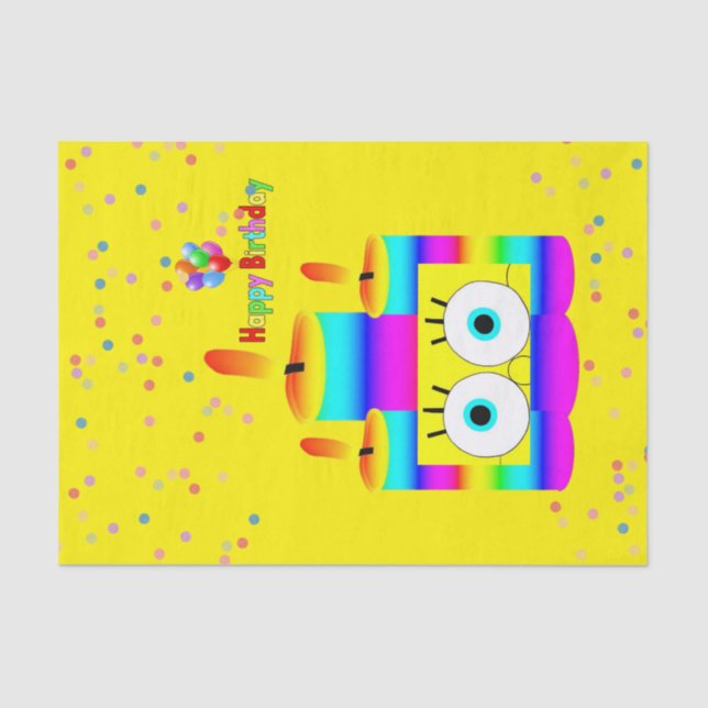 Happy Birthday Tissue Colorful Candle Seidenpapier (Vorderseite)