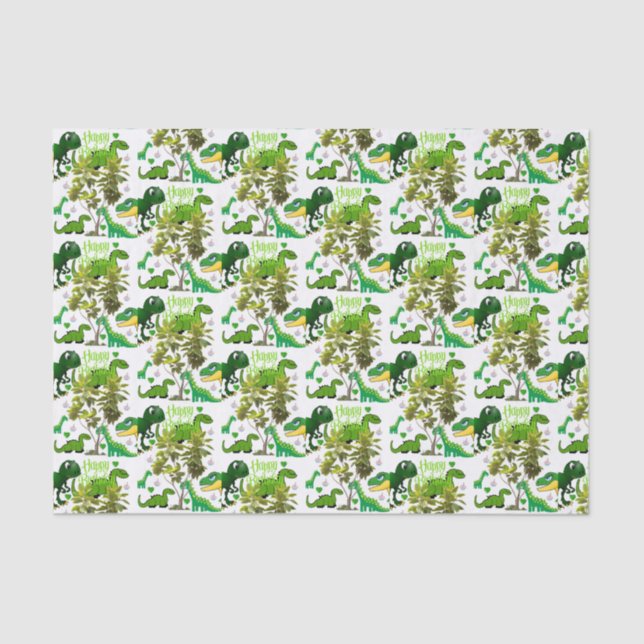 Happy Birthday Tissue Dinosaur Seidenpapier (Vorderseite)