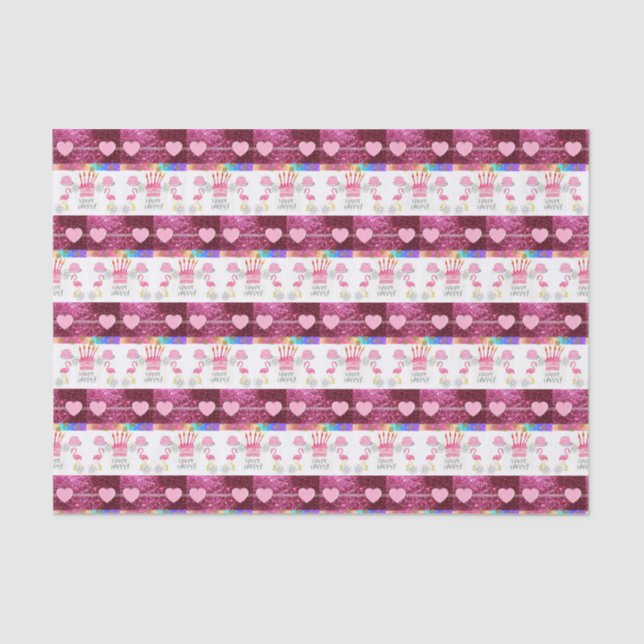Happy Birthday Tissue Flamingo Seidenpapier (Vorderseite)