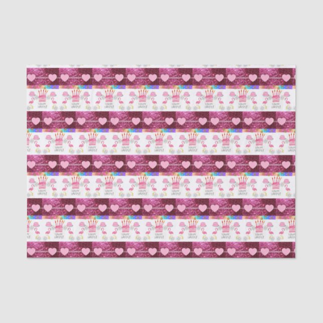 Happy Birthday Tissue Flamingo Seidenpapier (Vorderseite)