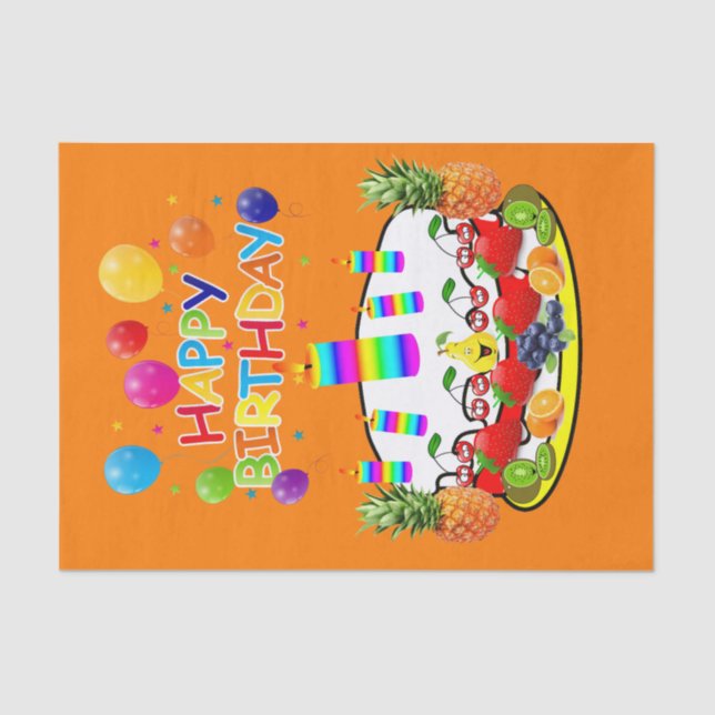 Happy Birthday Tissue Fruchtkuchen Seidenpapier (Vorderseite)