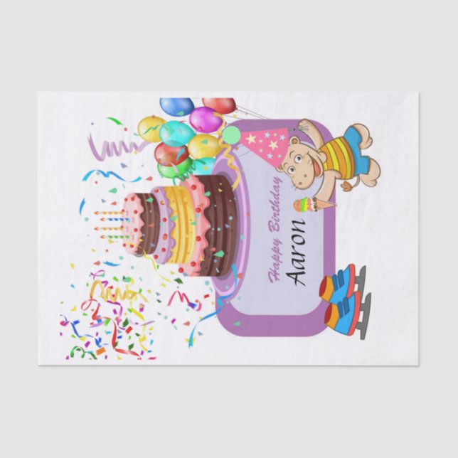 Happy Birthday Tissue Hippopotamus Seidenpapier (Vorderseite)