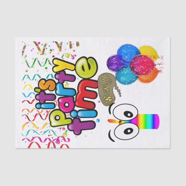 Happy Birthday Tissue It's Party Time Candle Seidenpapier (Vorderseite)