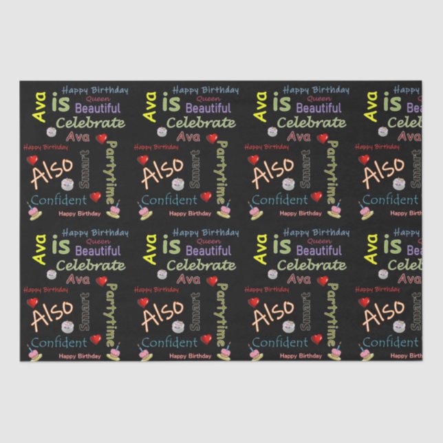 Happy Birthday Tissue Paper Ava Seidenpapier (Vorderseite)