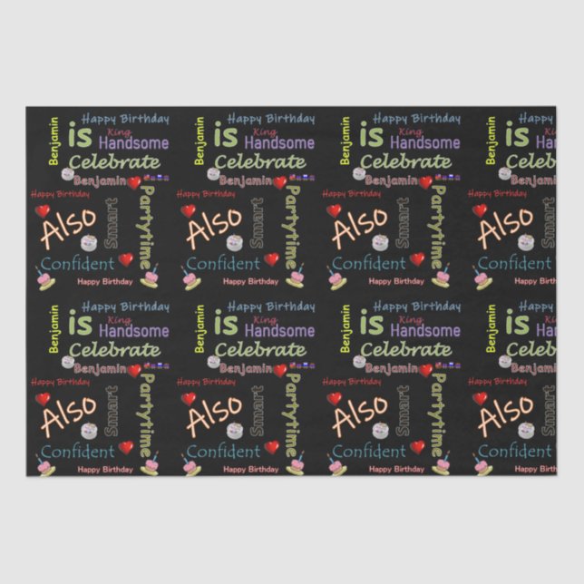 Happy Birthday Tissue Paper Benjamin Seidenpapier (Vorderseite)