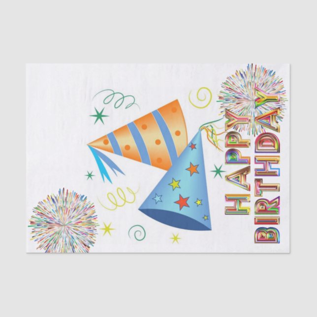Happy Birthday Tissue Paper Birthday Hats Seidenpapier (Vorderseite)