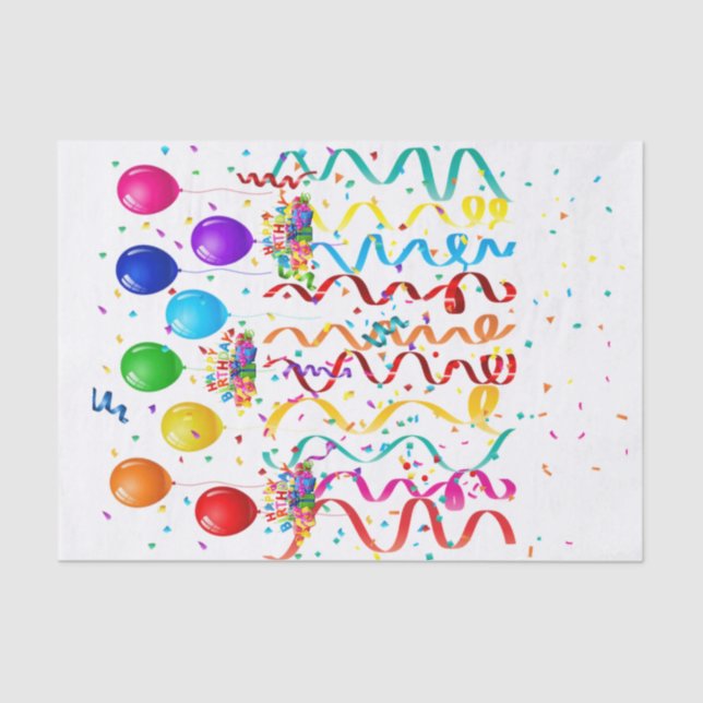 Happy Birthday Tissue Paper Confetti Seidenpapier (Vorderseite)